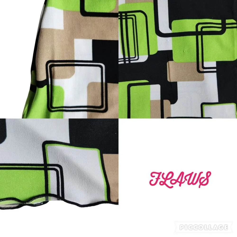 Cato Multi Color Geometric Print V Neck Flutter Sleeve Top sz M